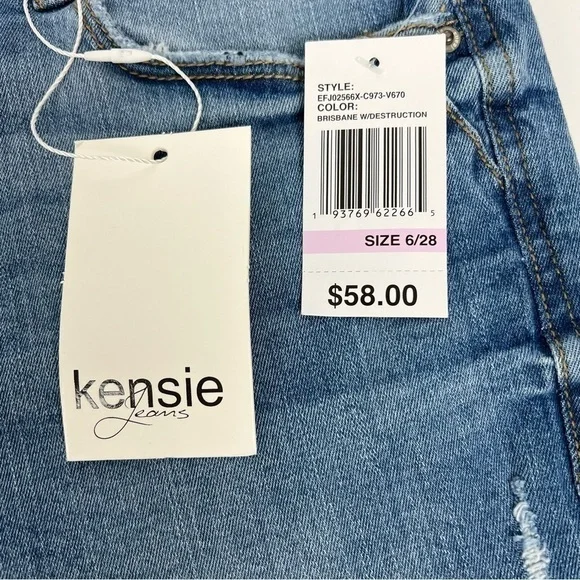 NWT KENSIE Jeans Women’s Bermuda Blue Jean Shorts Sz 6/28 Medium Wash Distressed - Picture 6 of 14